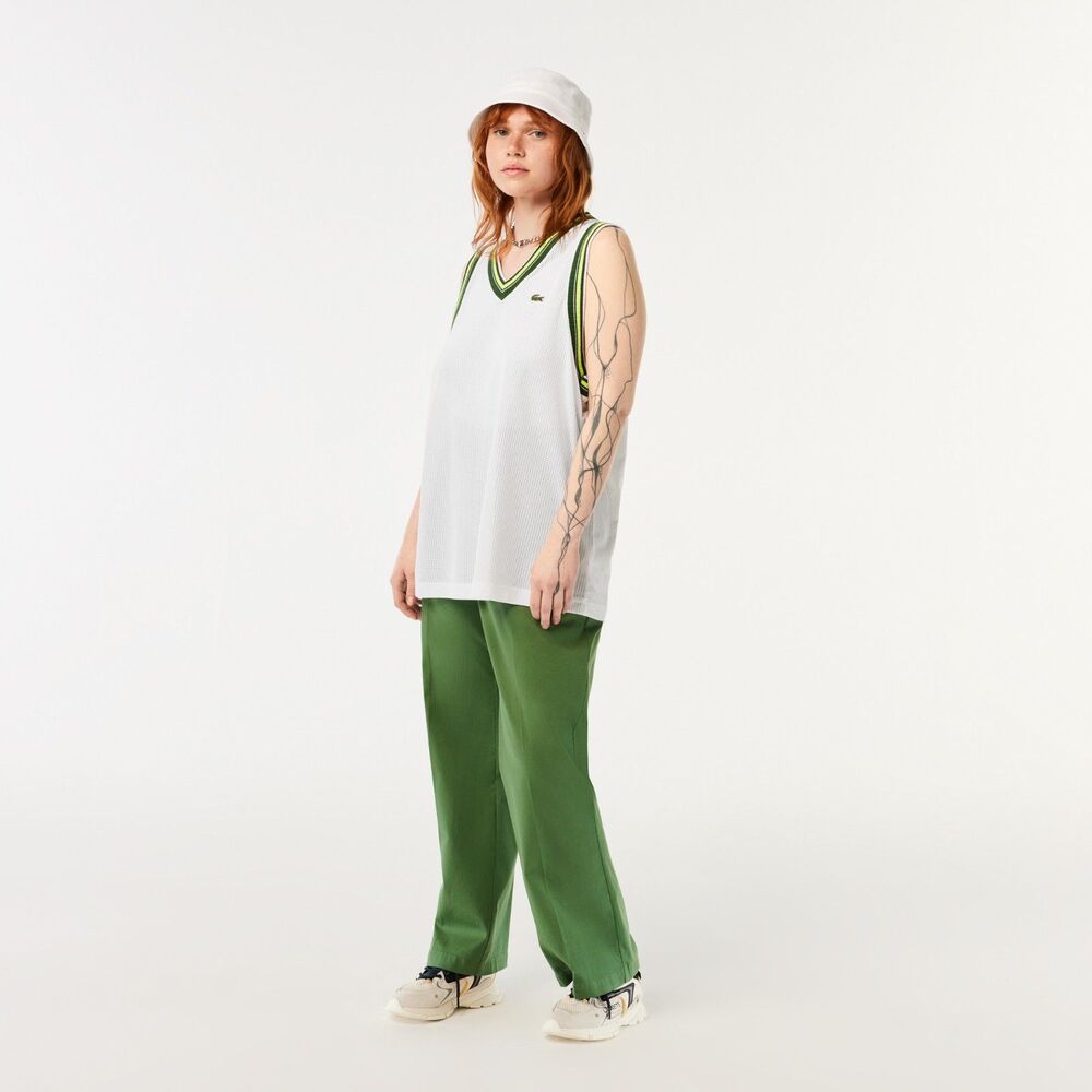 Women’s Lacoste Contrast V Neck Tank Top